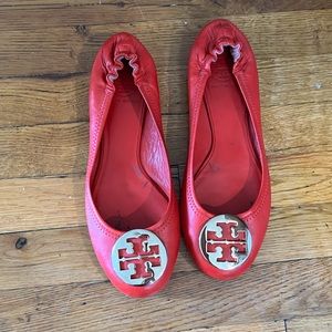 Tory Burch Red Leather Ballet Flat